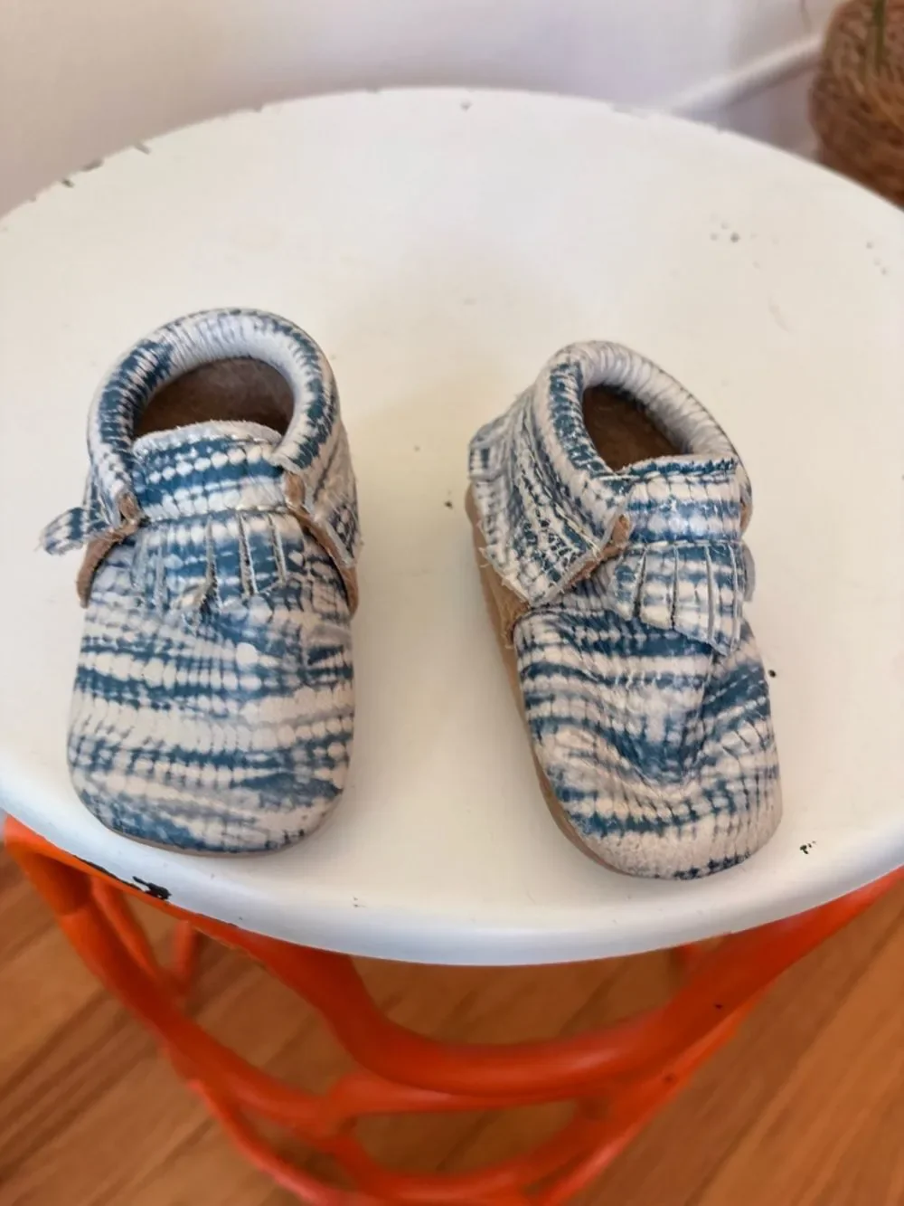 Tie-Dye Blue Baby Moccasins - Soft Slip-On Kids Shoes